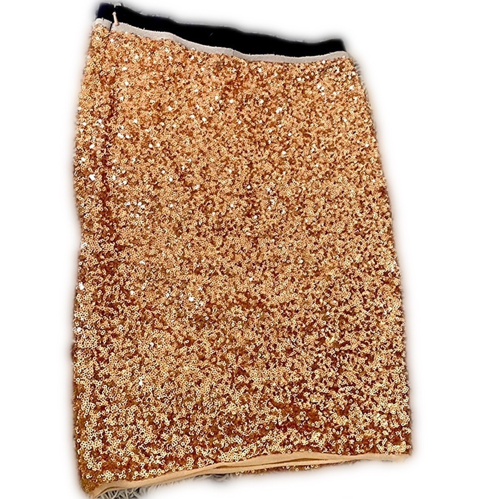 Rachel Roy Sequin Rose-Gold Mini Skirt XS Streetwear 90s Y2K Party Highwaist